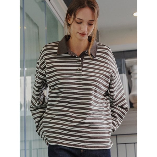 5113 스트라이프 쮸리 티셔츠 (브라운)