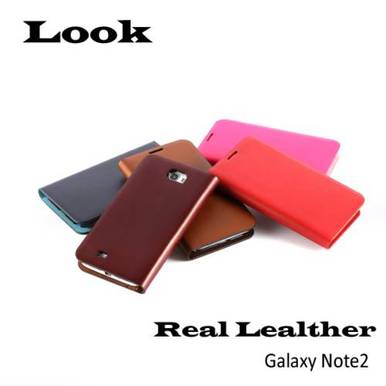 Galaxy Note2 Real Leather Case (천연가죽 다이어리 케이스) - Pink