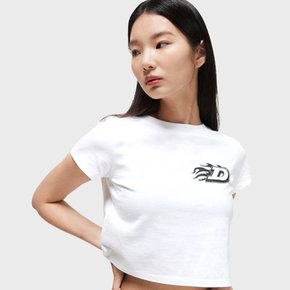 미니 플레임 D 크롭 티셔츠 White DK23SG018WH