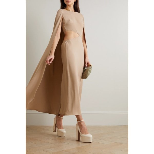 케이프 이펙트 컷아웃 실크 미디 원피스 1647597303638283