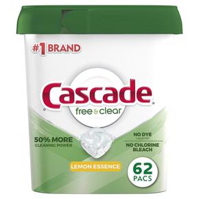 [해외직구] Cascade 캐스케이드 식기세척기세제 레몬에센스향 62입