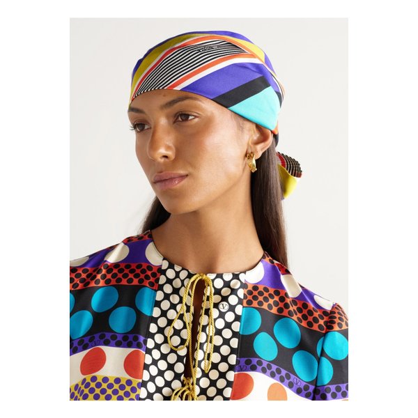 이스케이프 스트라이프 실크 코튼 혼방 헤어밴드 퍼플 46376663162863526