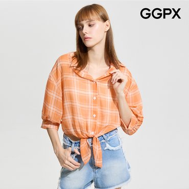 GGPX 바캉스룩 체크 매듭 셔츠 (GP5SH053F)