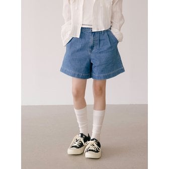 브렛테일러 플리츠 데님 쇼츠(블루)