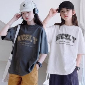 베비포 주니어 여아 루즈핏  반팔티 초등 중등 레터링 데일리룩 ...