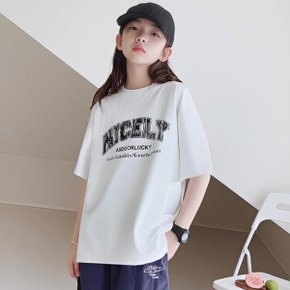 베비포 주니어 여아 루즈핏  반팔티 초등 중등 레터링 데일리룩 ...
