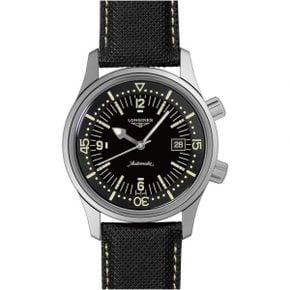 일본 론진 남자시계 Longines L3.774.4.50.0 Legend Diver Wrist워치 SS/레더 Automatic Winding