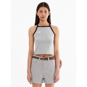 Y Back Halter Mini Crop Top_Melange Gray