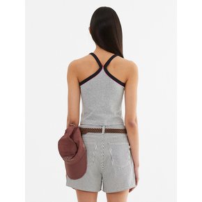 Y Back Halter Mini Crop Top_Melange Gray