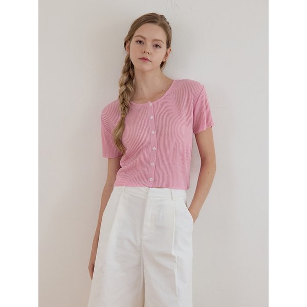 GOLJI CROP SUMMER CARDIGAN PINK