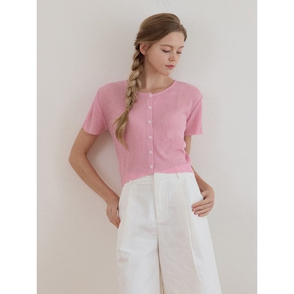 GOLJI CROP SUMMER CARDIGAN PINK