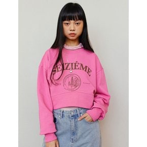 Unbalanced Crop Sweatshirt - Pink