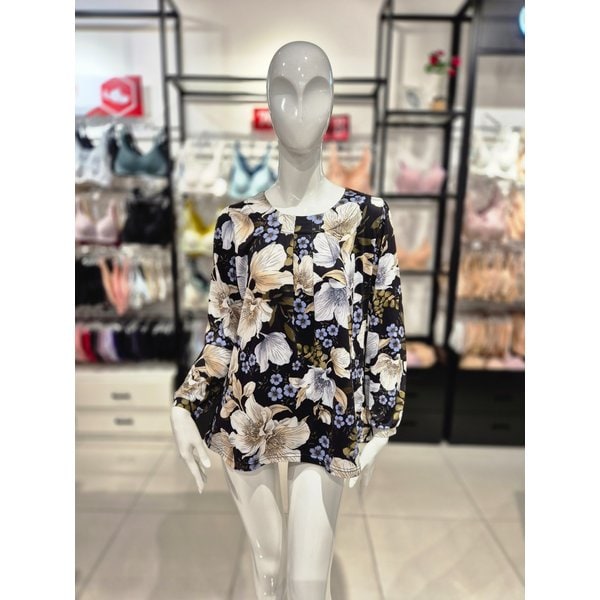 [시흥점] S 와코루) 수입 폴리스판 큰꽃나염 홈웨어 상의 WPA356WS-BK