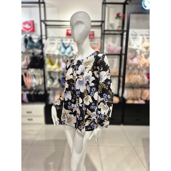 [시흥점] S 와코루) 수입 폴리스판 큰꽃나염 홈웨어 상의 WPA356WS-BK