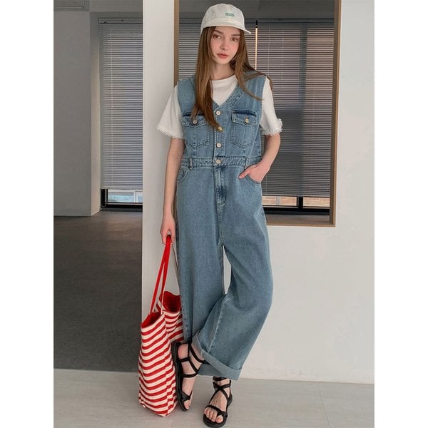 V Denim Jumpsuit (2colors) - VSET_015