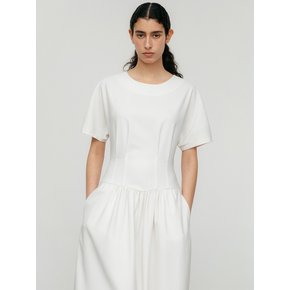 Shirring Dart Dress-ivory