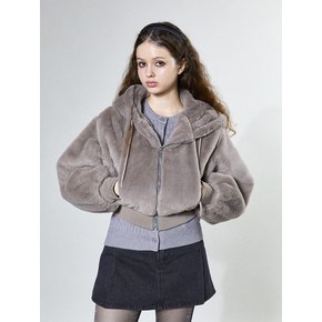 Fitted Cropped Fur Jacket (BROWN)