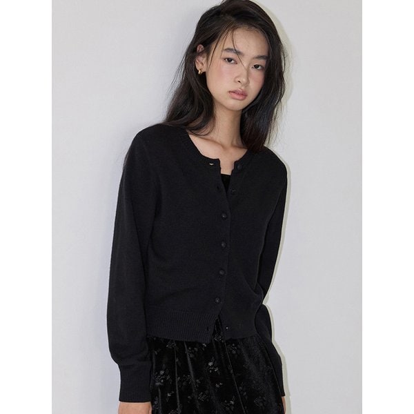 MERINO WOOL KNIT CARDIGAN BLACK