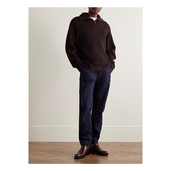 오피시네 제네랄레 테렉 골지 메리노 울 하프집업 스웨터 브라운 46376663162908596