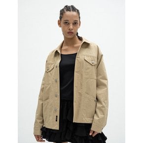 Work jacket in washed beige