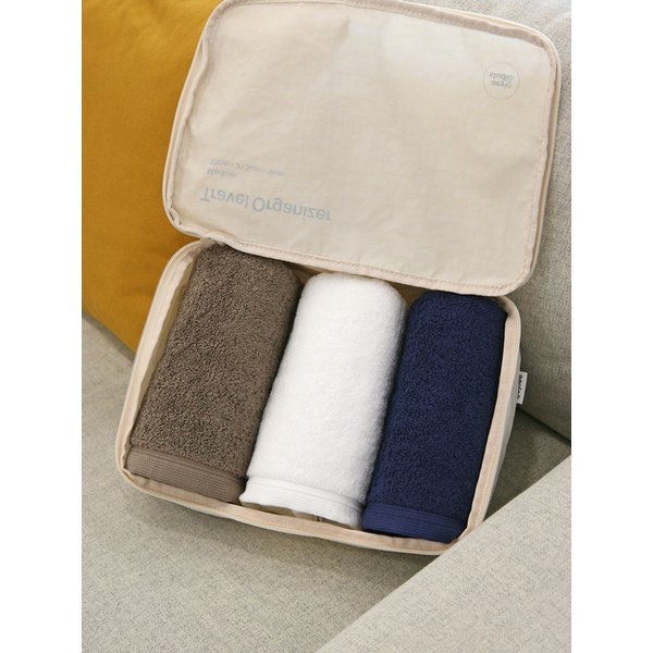 40수 포인트 세면타올 200g 3매 + 에이와이오 트래블파우치M 세트