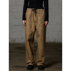 LEOPARD WIDE PANTS - BEIGE