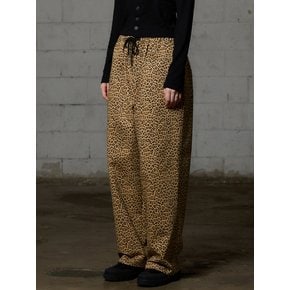 LEOPARD WIDE PANTS - BEIGE