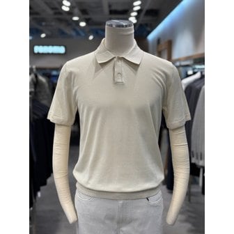 레노마 [파주점] 남성 S/S 라이트베이지 반팔 카라 니트 RRFPKT66A