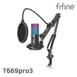 FIFINE T669pro3 ASMR 게이밍 RGB 콘덴서 홈레코딩 유튜브 방송용 마이크