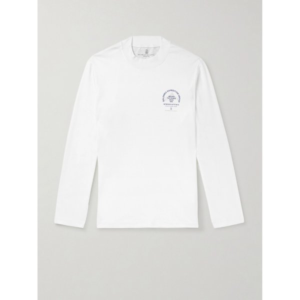 브루넬로쿠치넬리 로고 프린트 코튼 저지 슬림 티셔츠 46376663162902639