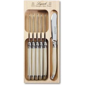 영국 라귀올 커트러리 Laguiole Set of 6 스테인리스 스틸 Butter Knives with Ivory Coloured H