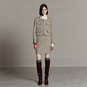 [셀럽 착용]MIENNE Tweed Wool Mini Skirt_Beige