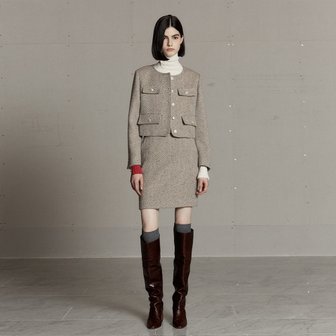 뮤제 [셀럽 착용]MIENNE Tweed Wool Mini Skirt_Beige