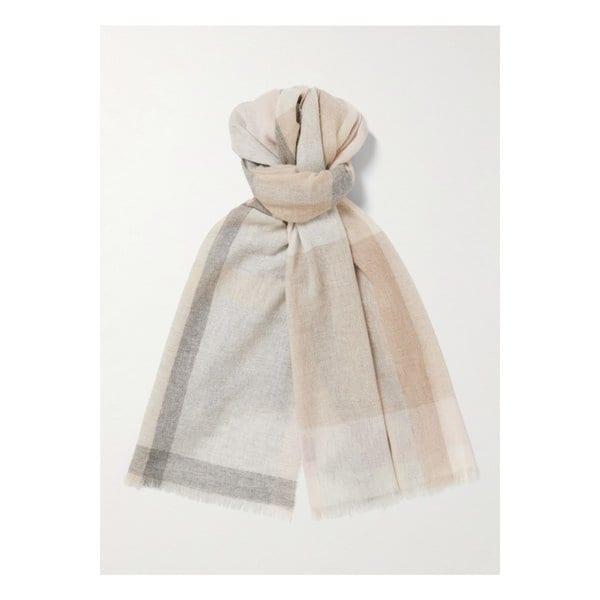 존스톤스 오브 엘긴 프레이 체크 캐시미어 스카프 46376663162948201