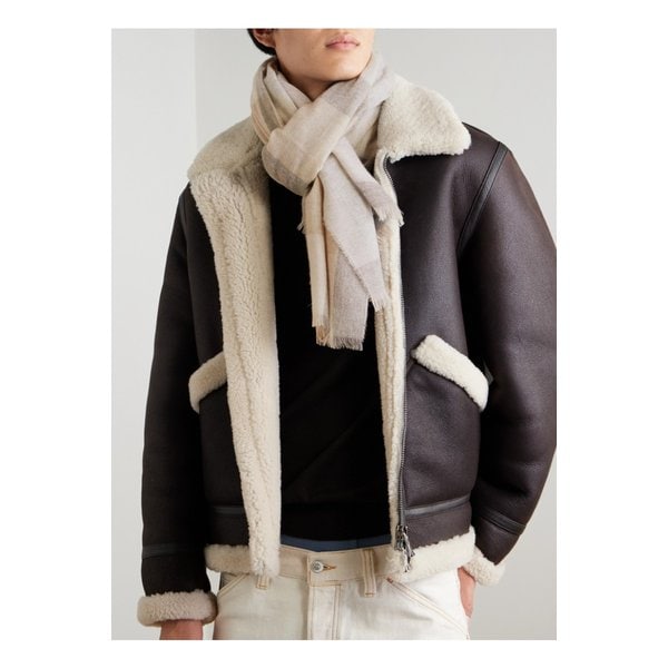 존스톤스 오브 엘긴 프레이 체크 캐시미어 스카프 46376663162948201