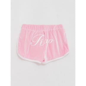 Raw Logo Velvet Hot pants Barbie pink