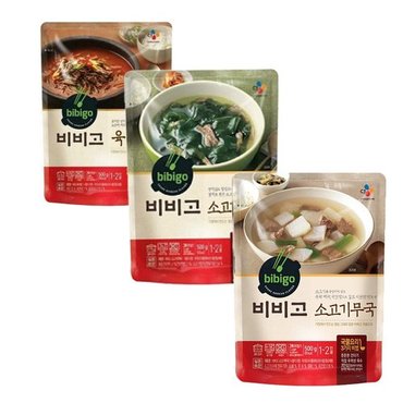 CJ제일제당 비비고 육개장 500g  3개 + 비비고 소고기미역국 500g 3개 + 비비고 무국 500g 3개