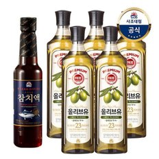 해표 올리브유 900ml x5병 (+프리미엄참치액550ml 증정)