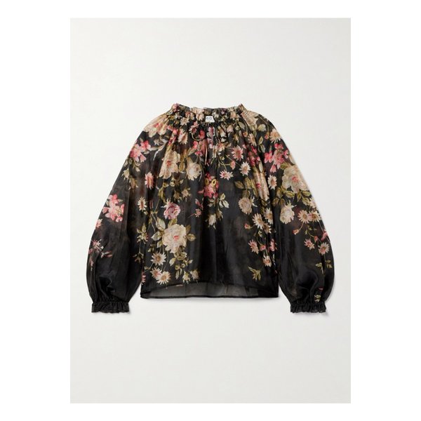 졸리 러플 플로럴 프린트 오간자 블라우스 멀티컬러 46376663162914852