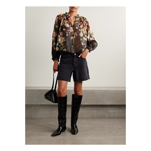 졸리 러플 플로럴 프린트 오간자 블라우스 멀티컬러 46376663162914852