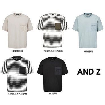 앤드지 자꾸 착용하고싶은 우븐패치 라운드 오버핏 반팔 티 셔츠 5종1택(BZF2TR1101)