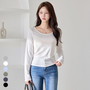 데일리 여리핏 유넥 긴팔 티셔츠_M2603TS024A