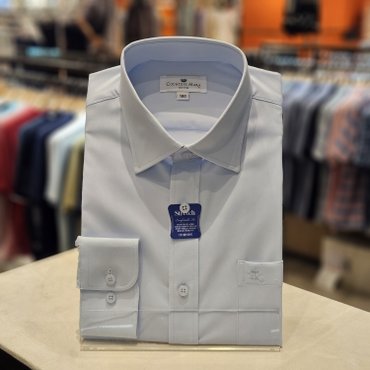 카운테스마라 구김없고 신축성있는 도비짜임 일반핏 블루 긴팔셔츠 CDCY3B1302B0