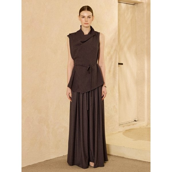 Draped Wrap Blouse Deep Charcoal