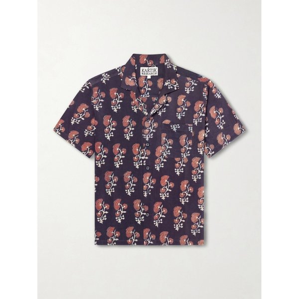 카틱 리서치 캠프 칼라 플로럴 프린트 실크 셔츠 46376663162975422