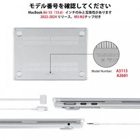 EooCoo MacBook Air 13 (13.6) M3 M2 2024-2022 A3113 A2681 Retina - 새로운 인치 케이스