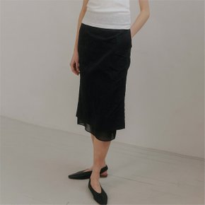 [블랭크03] wrinkle layer midi skirt (black)