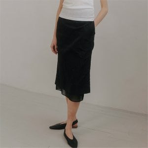 blank03 [블랭크03] wrinkle layer midi skirt (black)