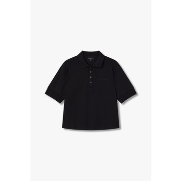 ARMANI EXCHANGE 여성 자수 로고 코튼 폴로 셔츠(A425132513)블랙