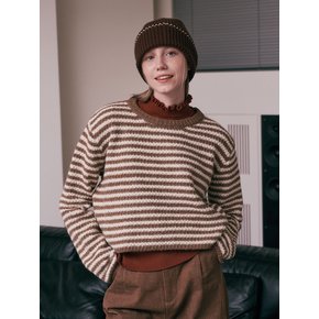 AR_Brown striped crop knit sweater